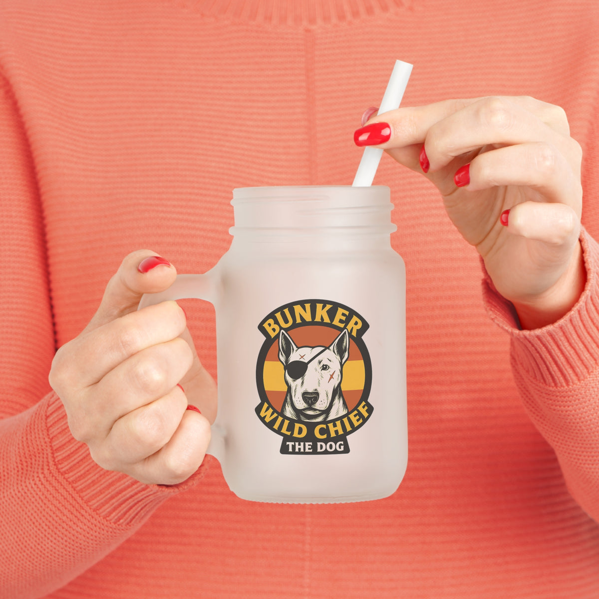 Bunker WC Spanish Flag Frosted Mason Jar Cup BL02