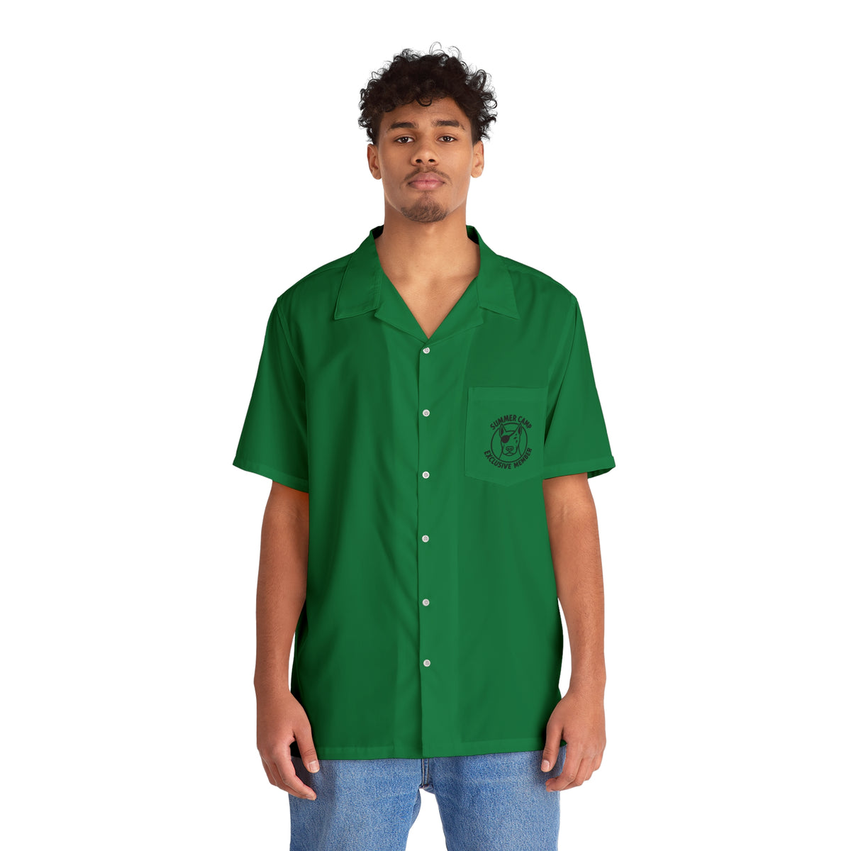Summer Camp Exclusive Member Men's Hawaiian Green Shirt BL