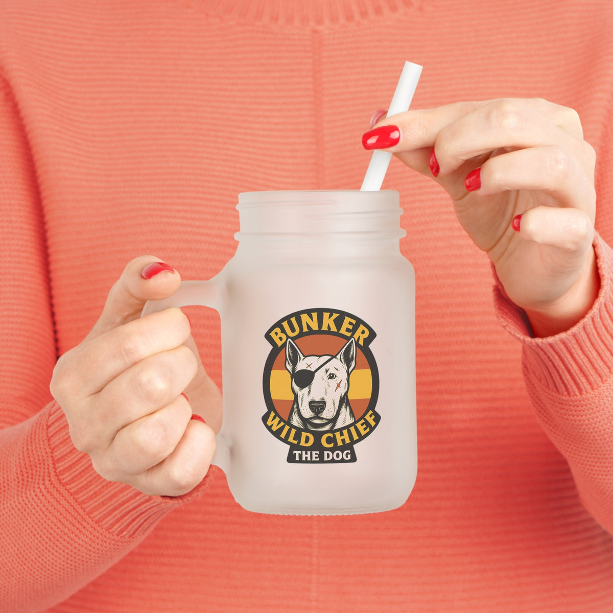 Bunker WC SP Flag Frosted Mason Jar Cup BL02