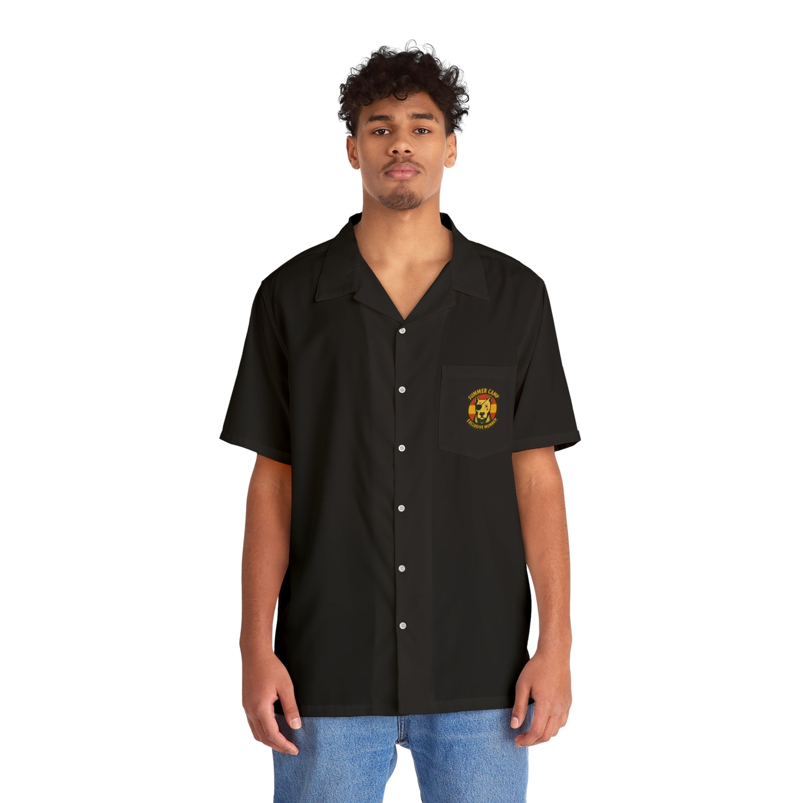 Summer Camp Exclusive Member Men's Hawaiian Black Shirt BL